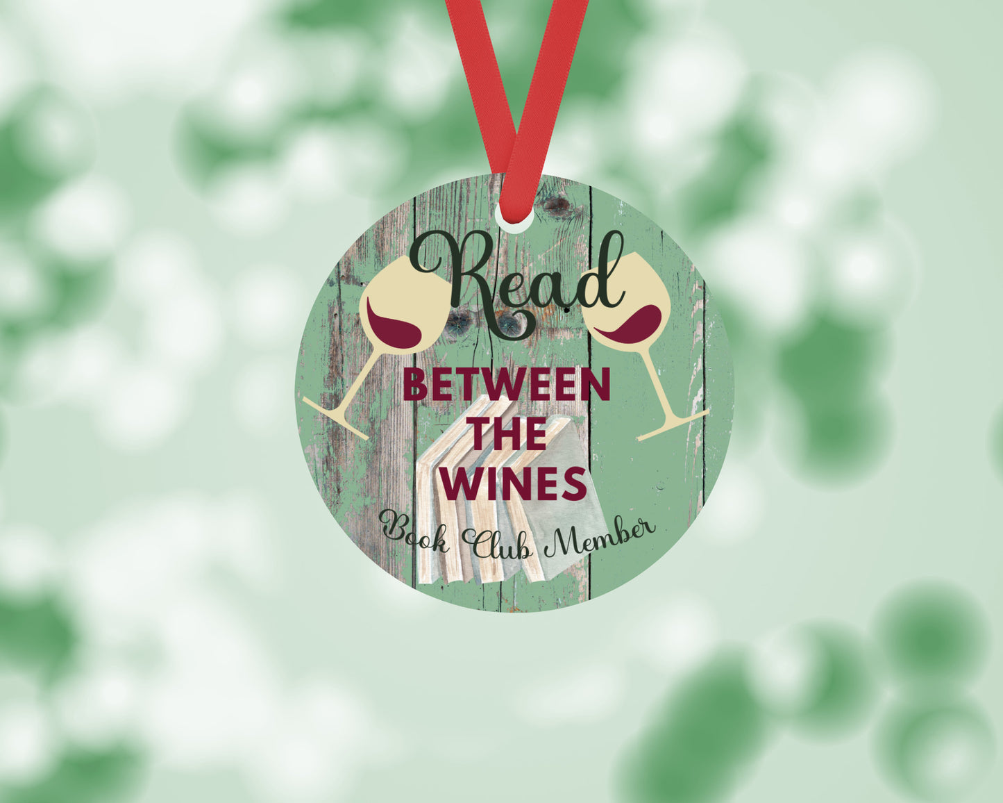 Personalized book club, literary club metal ornament. Perfect gift for book and wine lovers!