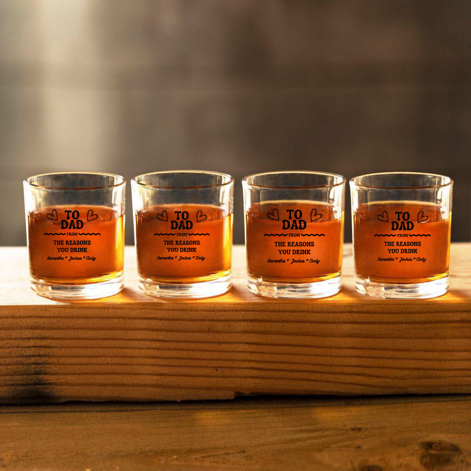 Whiskey Glass for Dad from the 'reasons he drinks'- great gift!