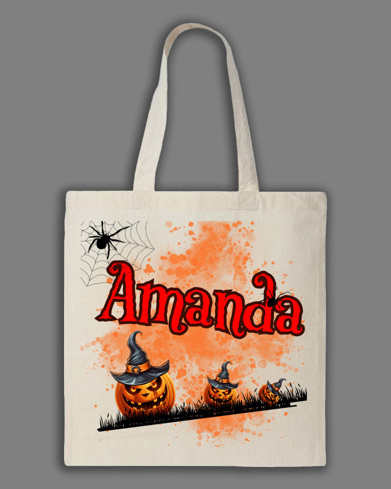 Personalized Spooky Halloween trick or treat tote!
