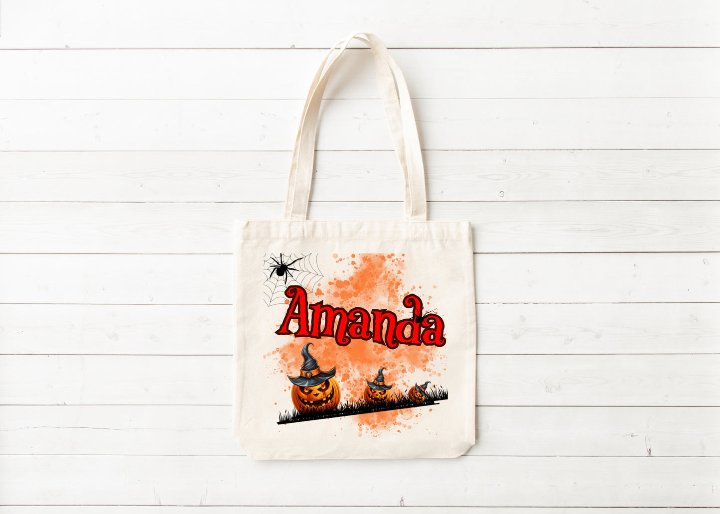 Personalized Spooky Halloween trick or treat tote!