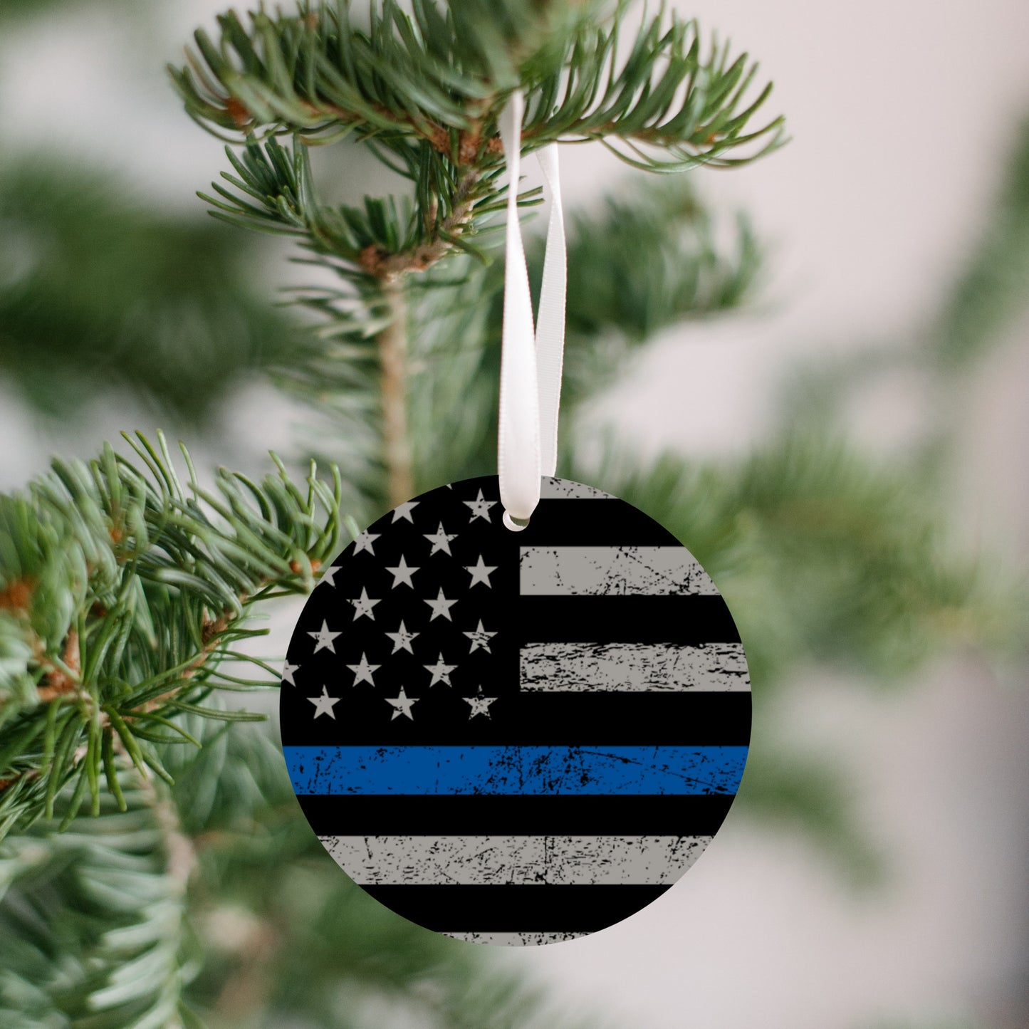 Police blue line ornament - perfect gift tag for birthday, retirement.