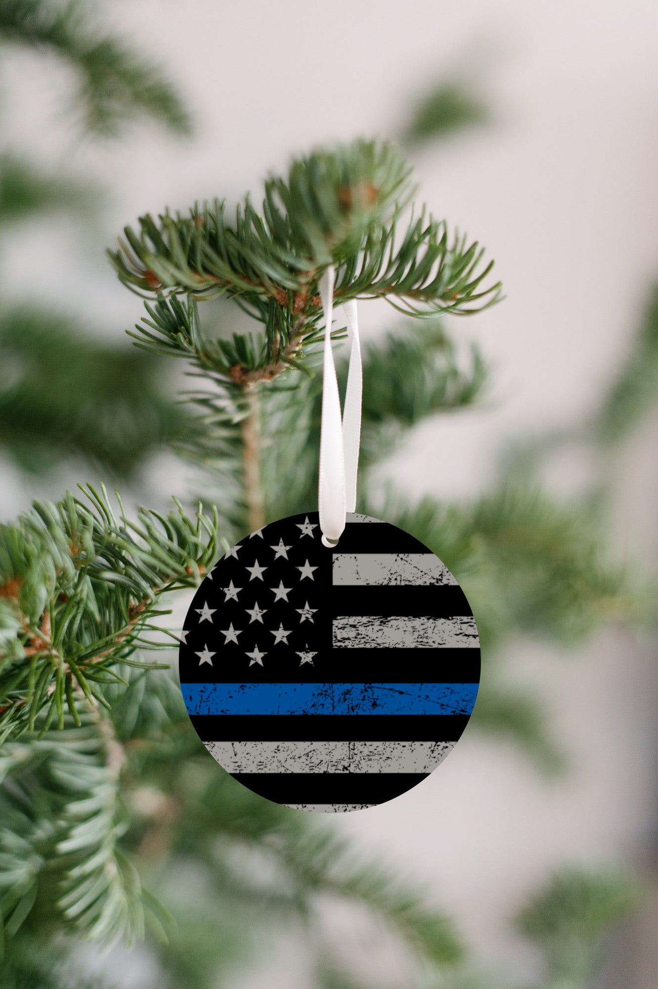 Police blue line ornament - perfect gift tag for birthday, retirement.