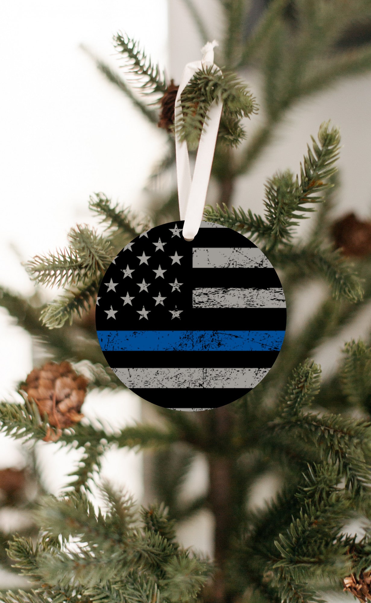 Police blue line ornament - perfect gift tag for birthday, retirement.