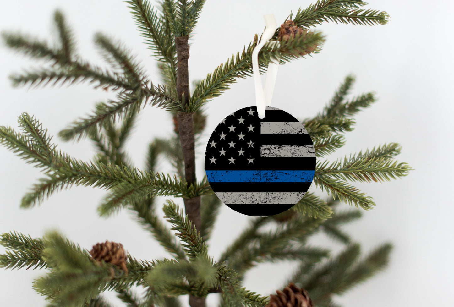Police blue line ornament - perfect gift tag for birthday, retirement.