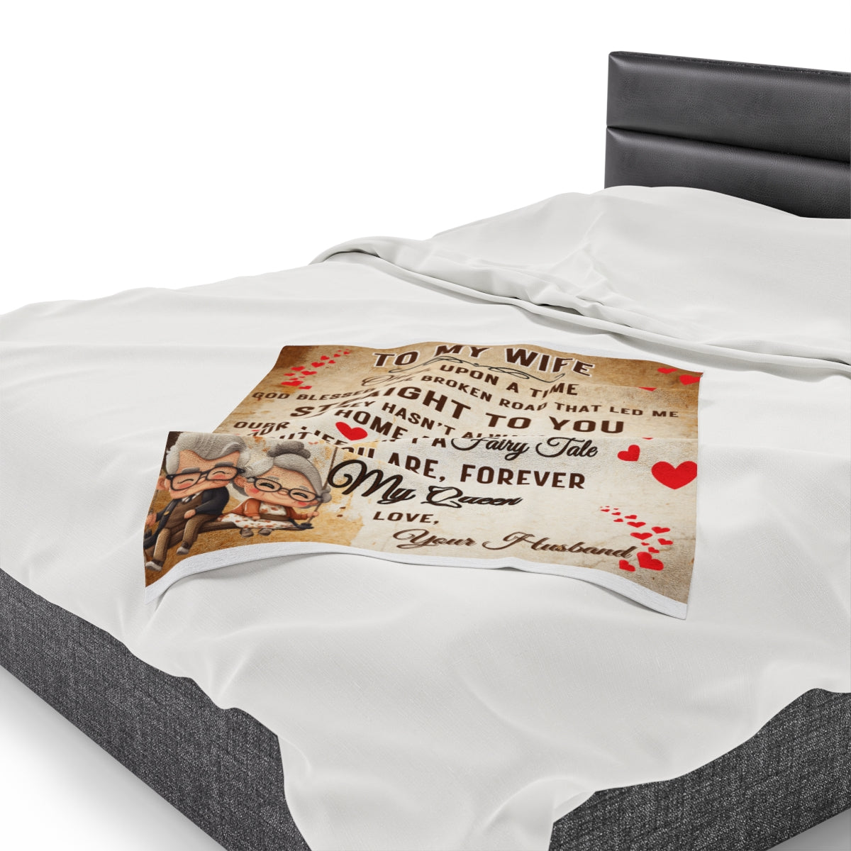 Plush Velveteen Blanket with romantic message for your wife