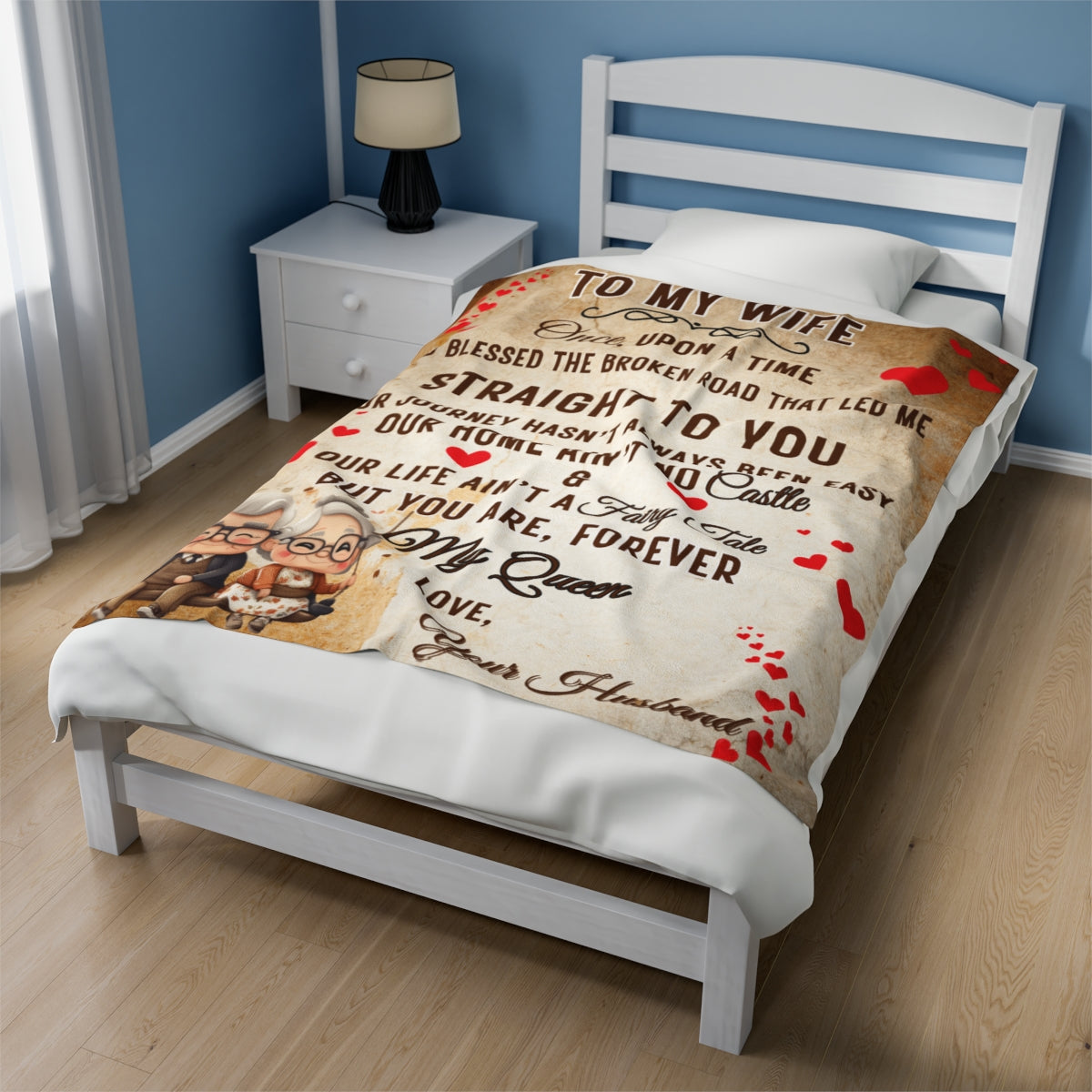 Plush Velveteen Blanket with romantic message for your wife