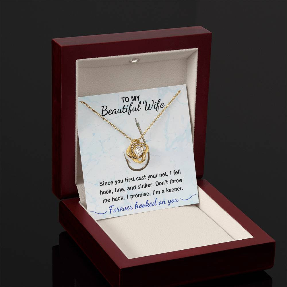 💖 "Hook, Line & Sinker – I’m Yours Forever!" Give Your Wife this Romantic Love Knot Necklace that reminds her what a catch you are!