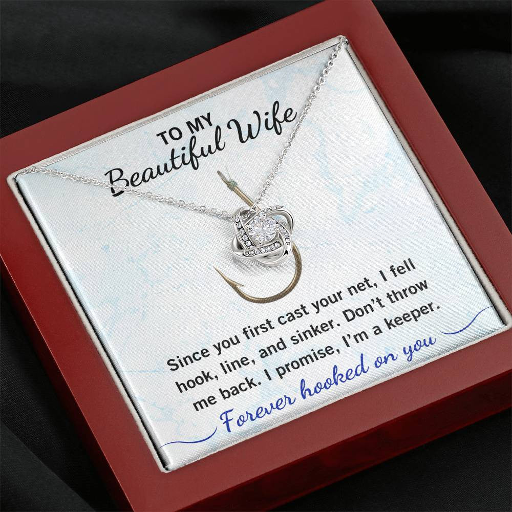 💖 "Hook, Line & Sinker – I’m Yours Forever!" Give Your Wife this Romantic Love Knot Necklace that reminds her what a catch you are!