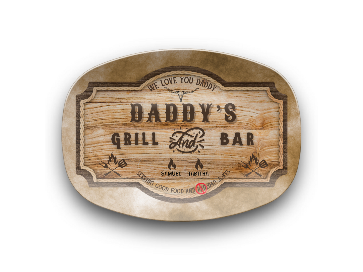 Personalized Daddy's Grill and Bar Platter – Custom Kids Name Plate – Gift for Dad, Father's Day, Birthday, Christmas