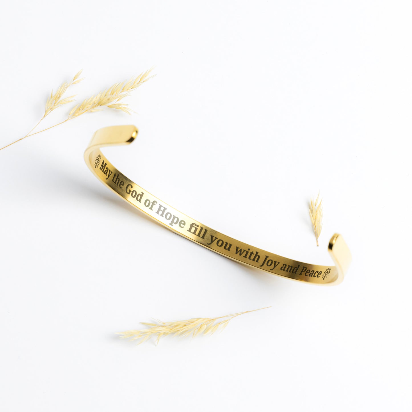 Romans 15:13 - May the God of Hope fill you with Joy and Peace cuff bracelet