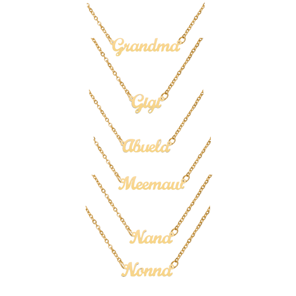 Custom Grandma Name necklace with birthstone, personalized gift from grandkids.