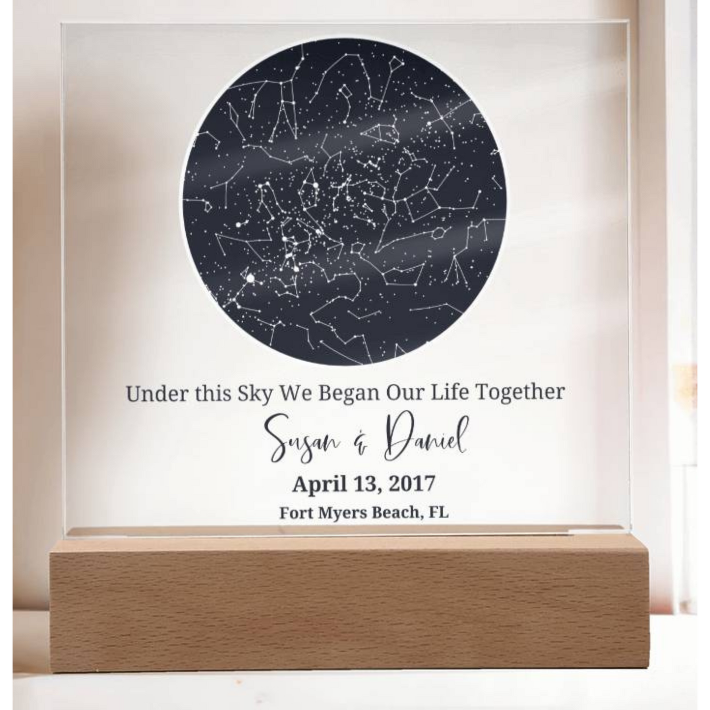 Personalized Sky Map of your special day- upgrade to the LED light base for an incredible display!