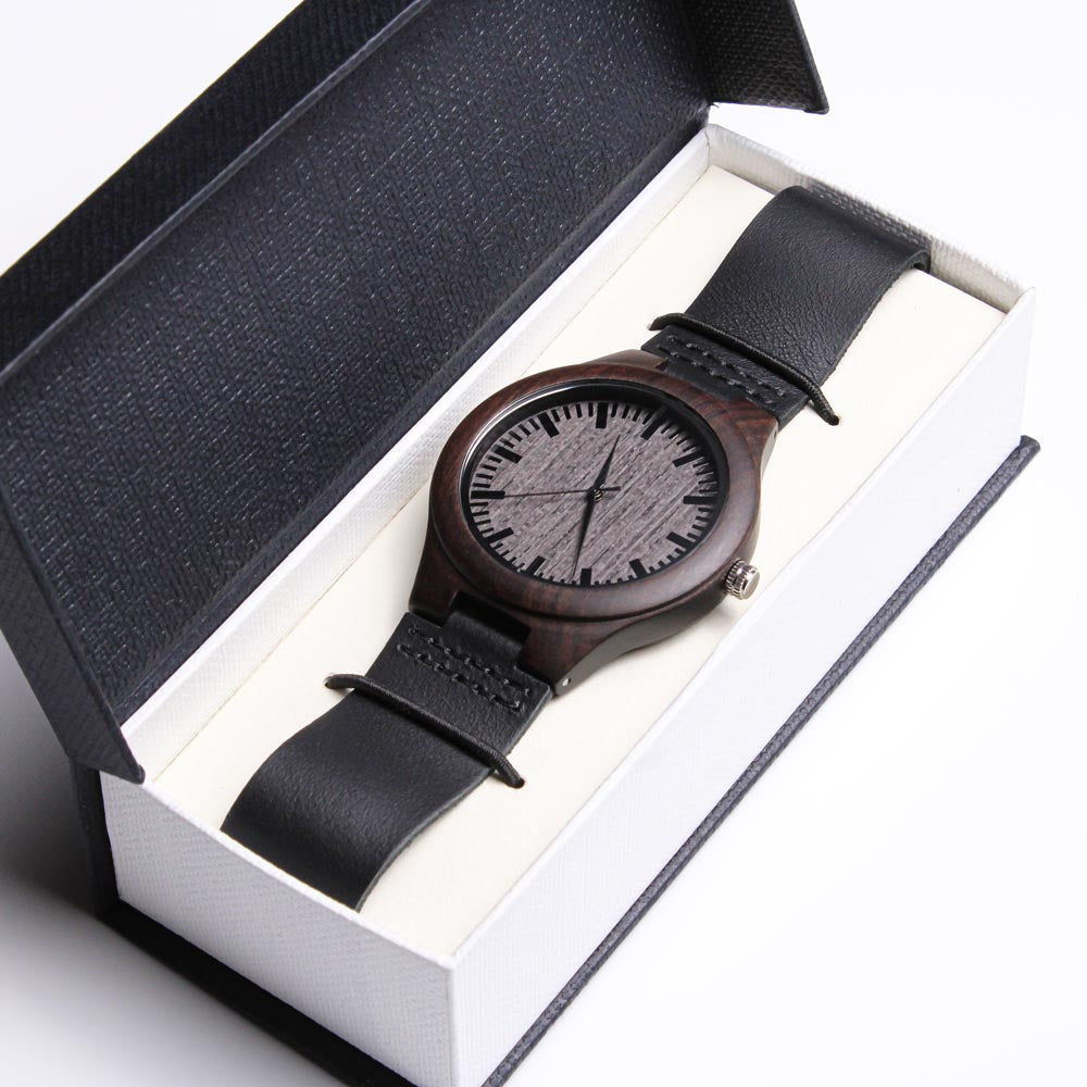 Engraved Wooden Watch for the man in your life- personalized with a message of love and both your names!