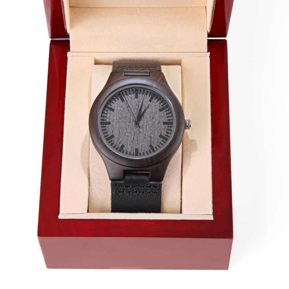 Engraved Wooden Watch for the man in your life- personalized with a message of love and both your names!