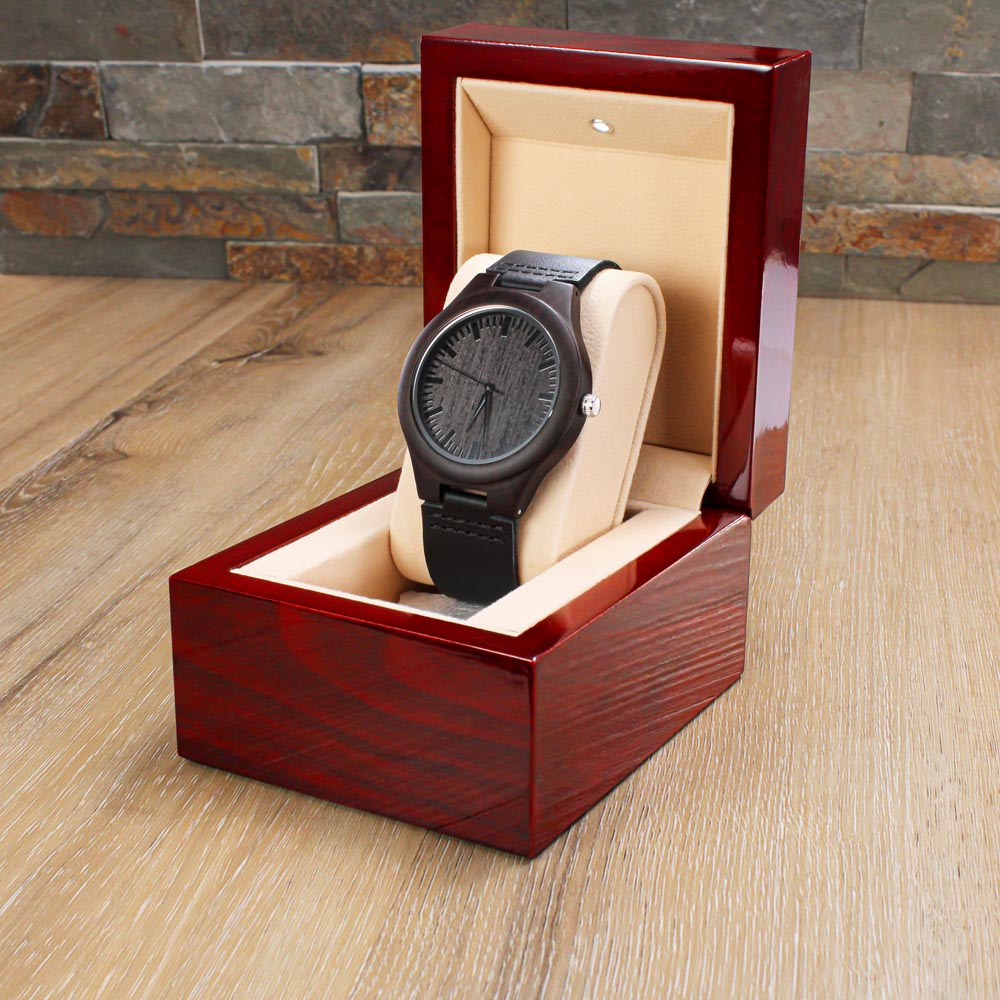 Engraved Wooden Watch for the man in your life- personalized with a message of love and both your names!