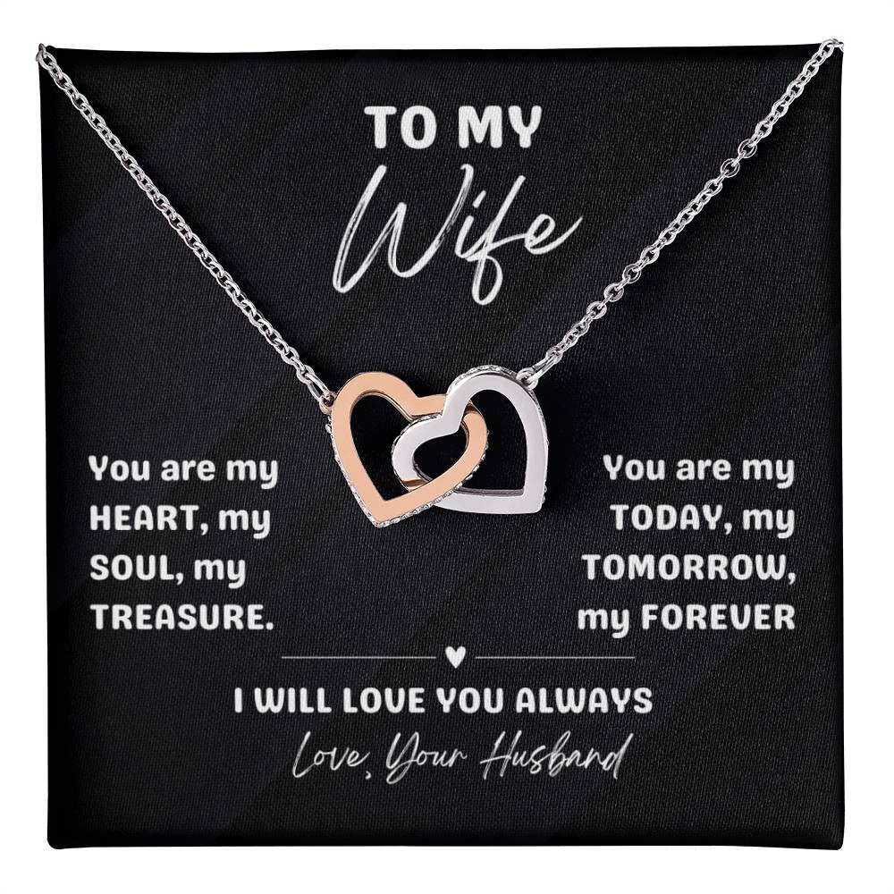 💖 "My Heart, My Soul, My Forever" Interlocking Hearts Necklace for your Beautiful Wife