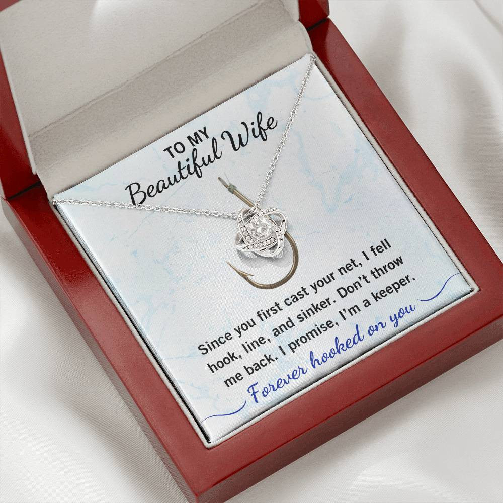 💖 "Hook, Line & Sinker – I’m Yours Forever!" Give Your Wife this Romantic Love Knot Necklace that reminds her what a catch you are!