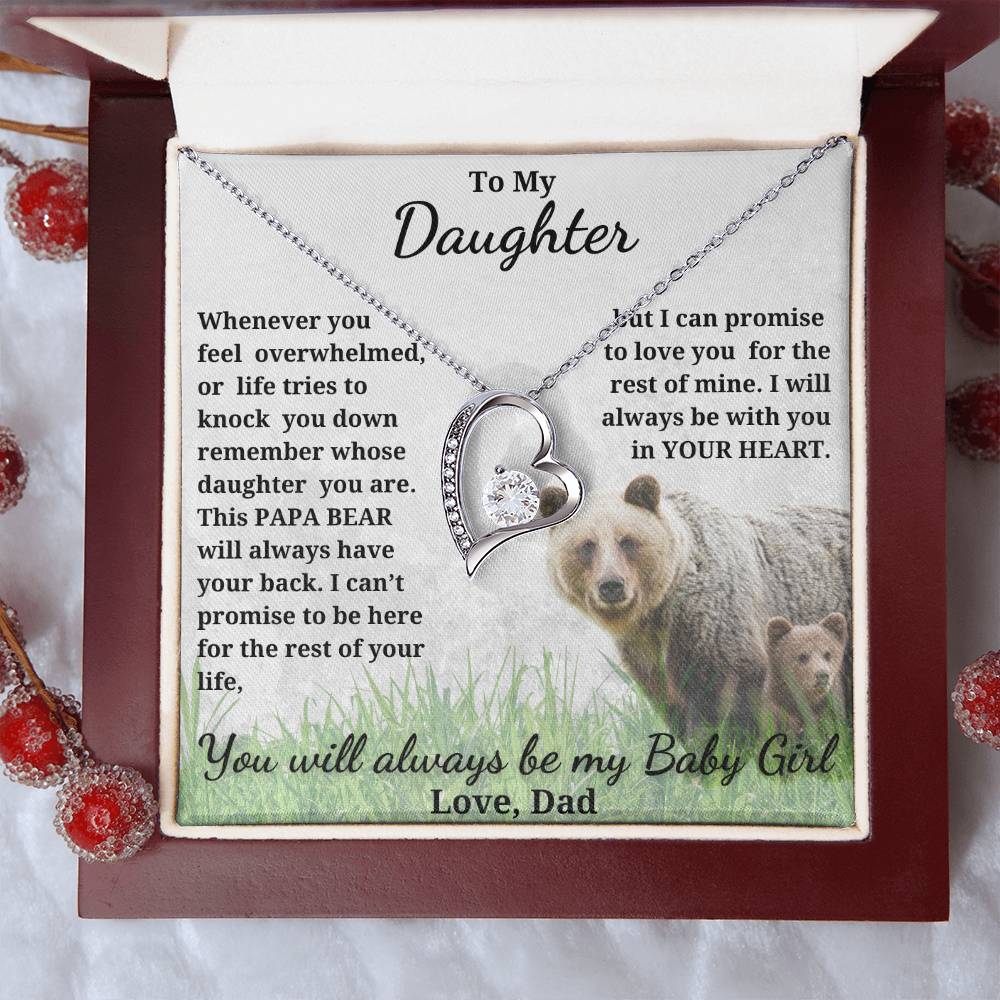 Forever Love Heart Necklace for your Daughter-she'll always be your Baby Girl