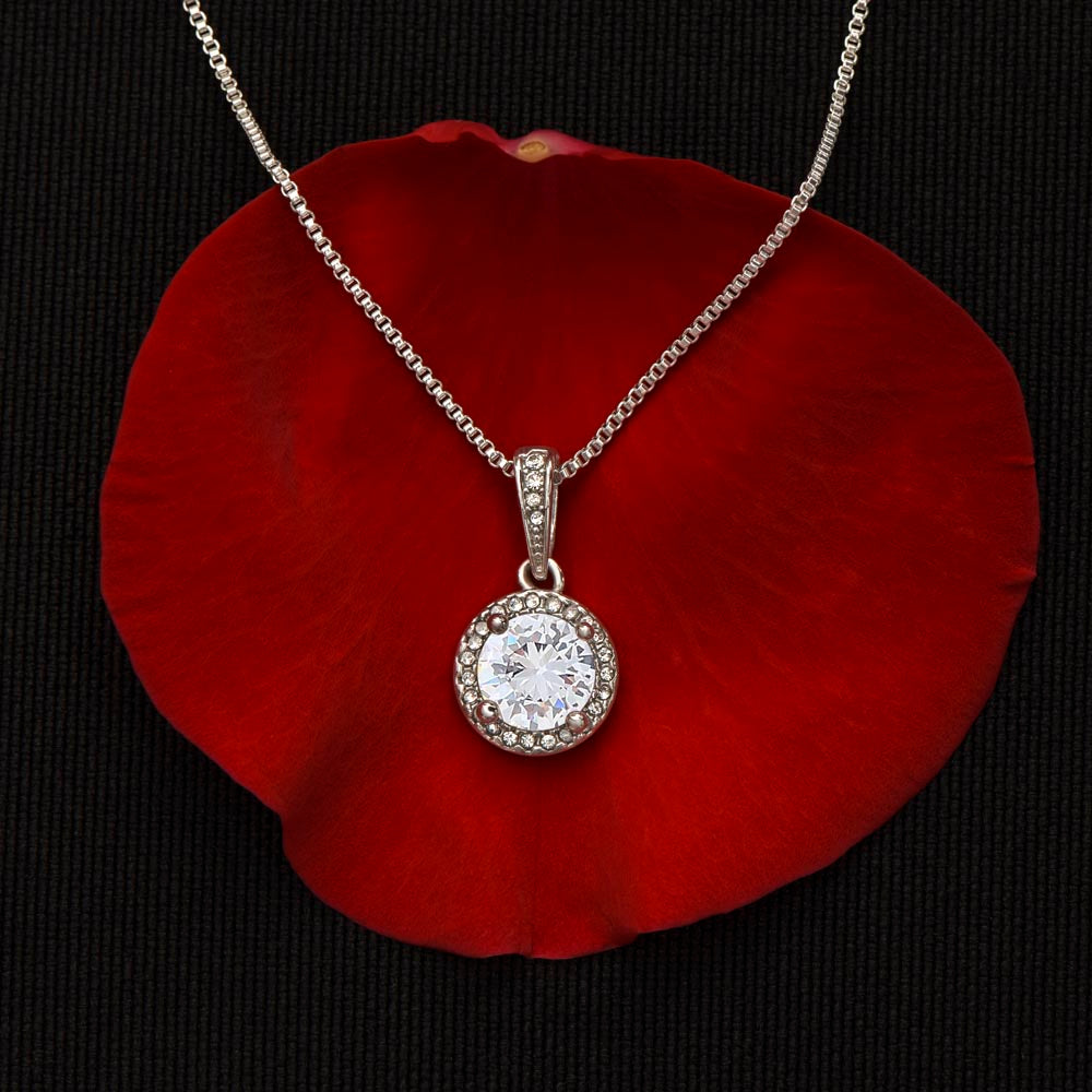 Halo set solitaire pendant necklace for your Beautiful Wife