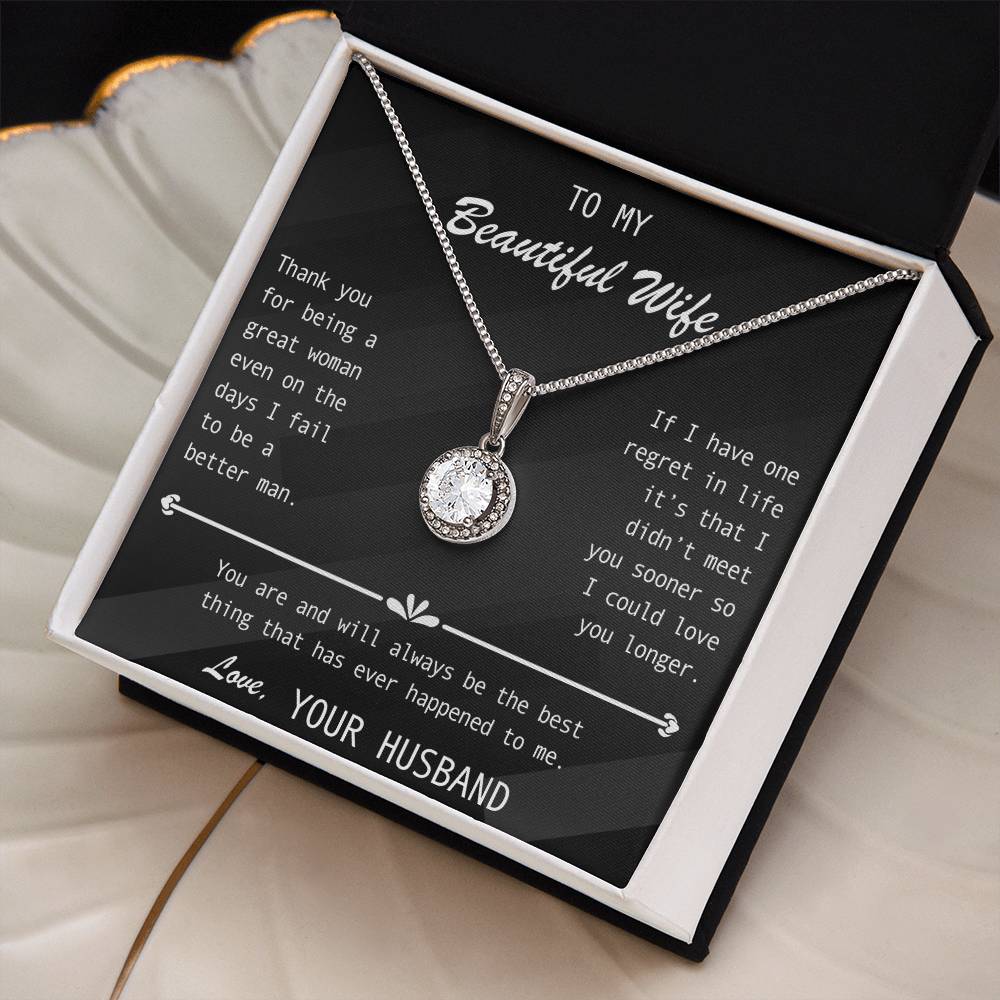 To My Wife- Stunning Halo set Solitaire pendant-You're The best thing that ever happened to me