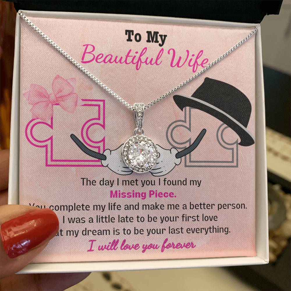 Halo set solitaire pendant necklace for your Beautiful Wife