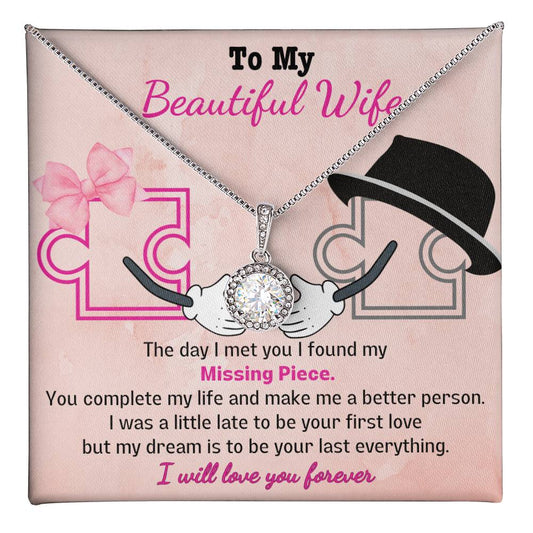 Halo set solitaire pendant necklace for your Beautiful Wife