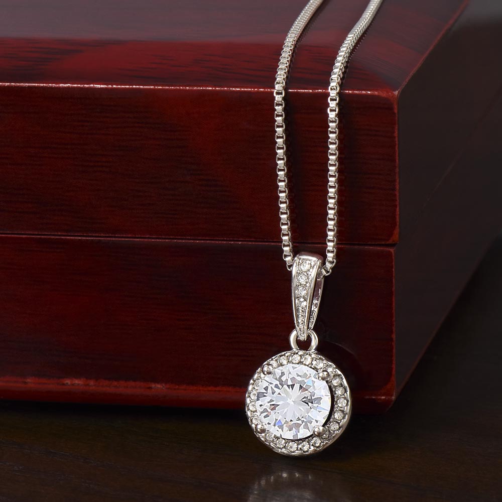 Halo set solitaire pendant necklace for your Beautiful Wife