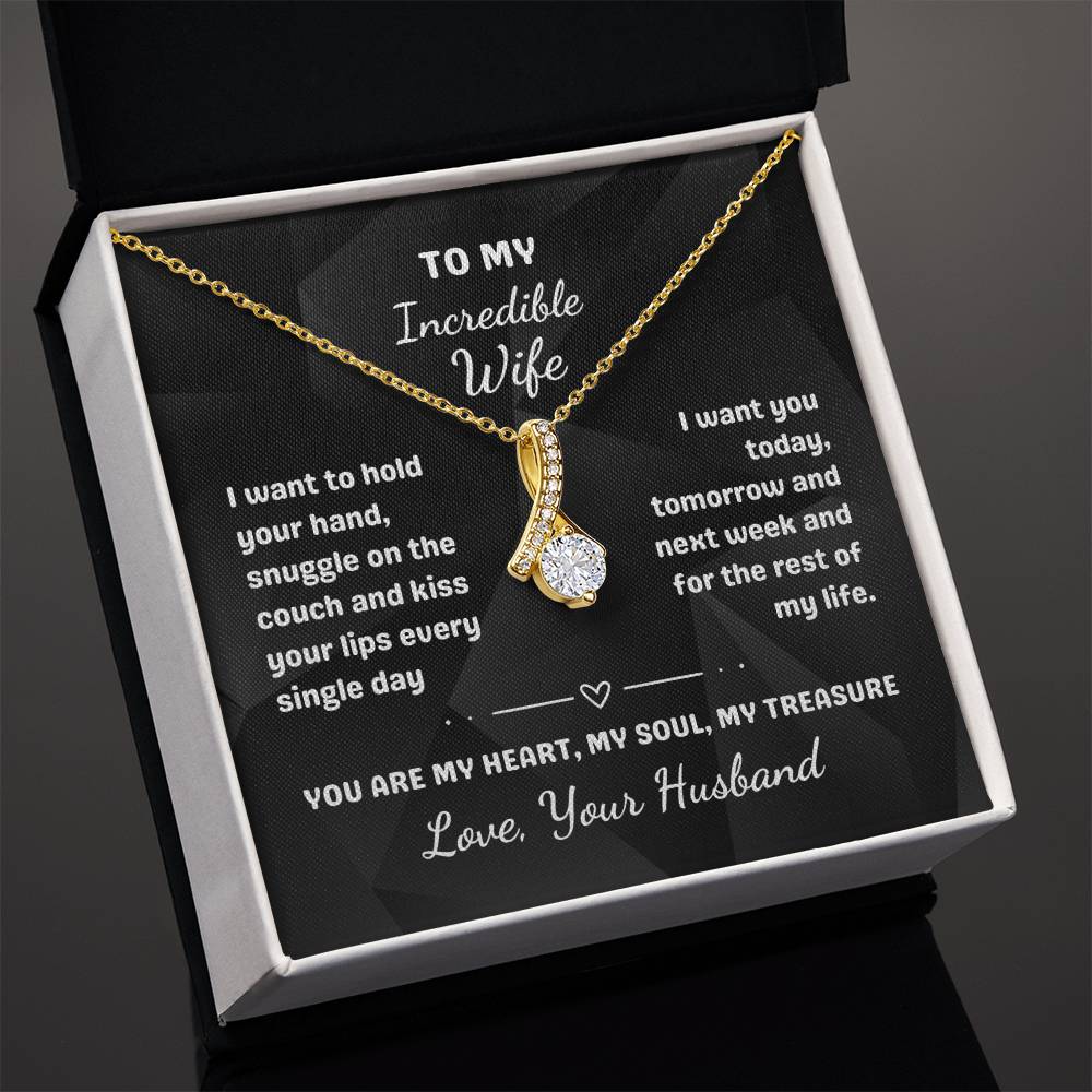 To My Incredible Wife - Alluring Beauty Necklace with Heartfelt Message Card