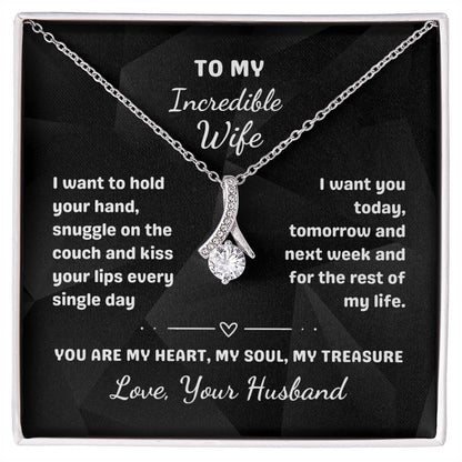 To My Incredible Wife - Alluring Beauty Necklace with Heartfelt Message Card