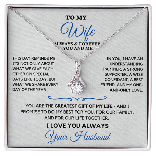 For Your Wife-Your Greatest Gift-Alluring Beauty necklace with heartfelt message card