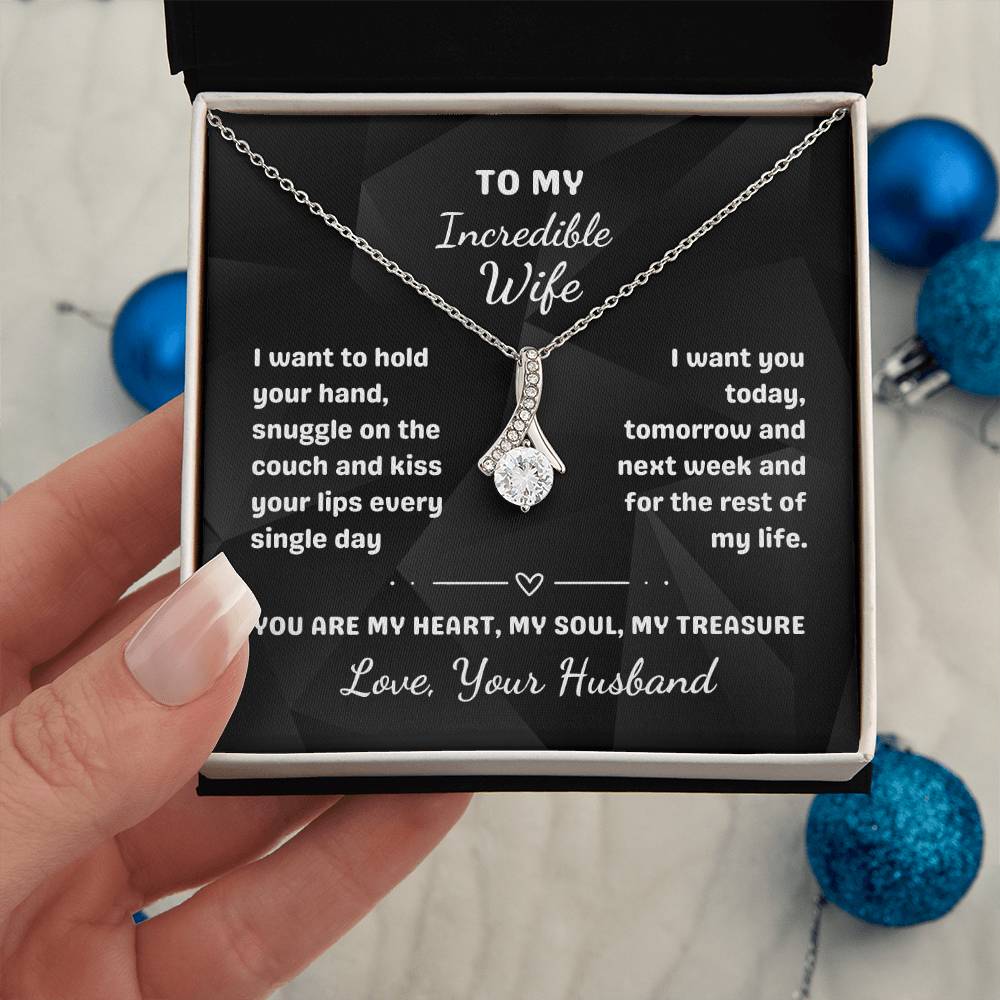 To My Incredible Wife - Alluring Beauty Necklace with Heartfelt Message Card