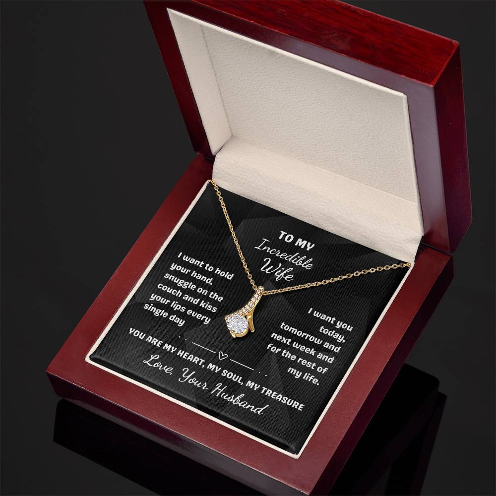 To My Incredible Wife - Alluring Beauty Necklace with Heartfelt Message Card