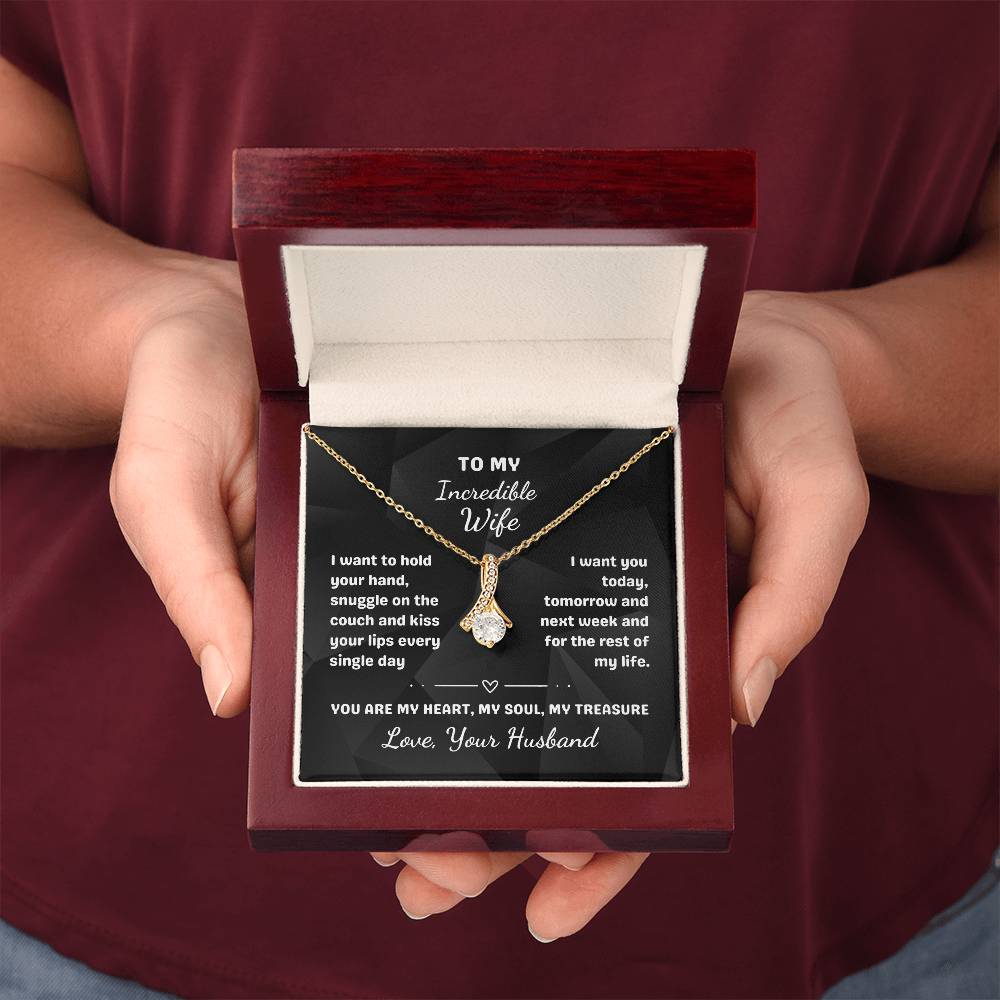 To My Incredible Wife - Alluring Beauty Necklace with Heartfelt Message Card