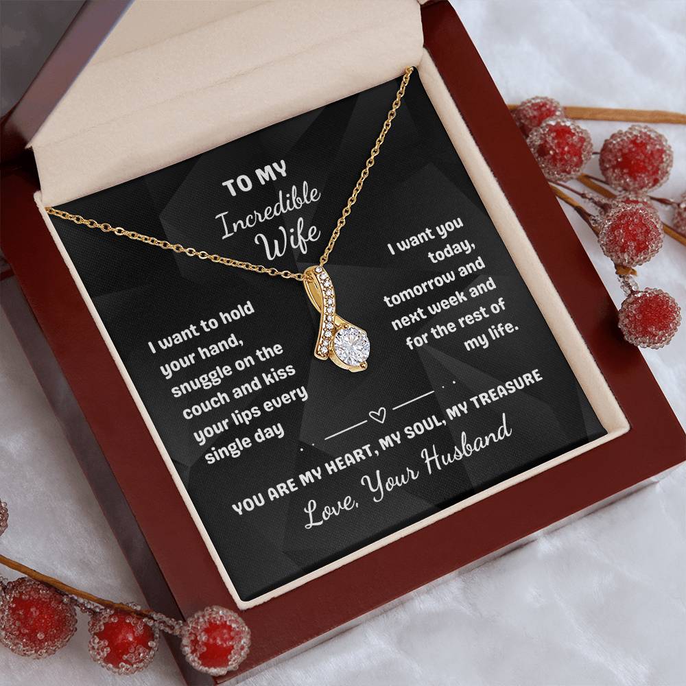 To My Incredible Wife - Alluring Beauty Necklace with Heartfelt Message Card