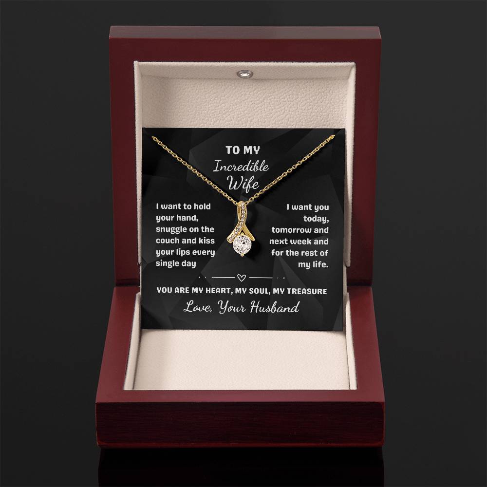 To My Incredible Wife - Alluring Beauty Necklace with Heartfelt Message Card