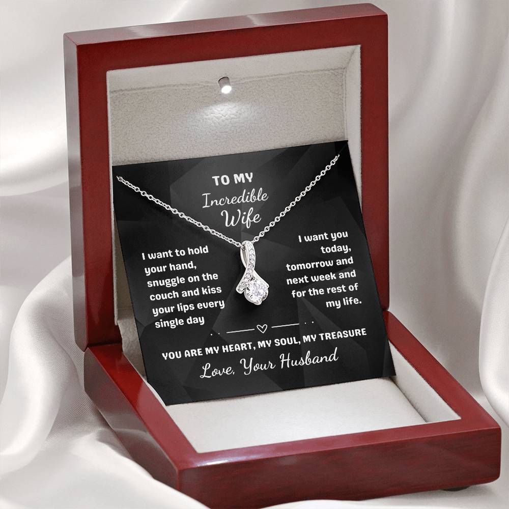 To My Incredible Wife - Alluring Beauty Necklace with Heartfelt Message Card