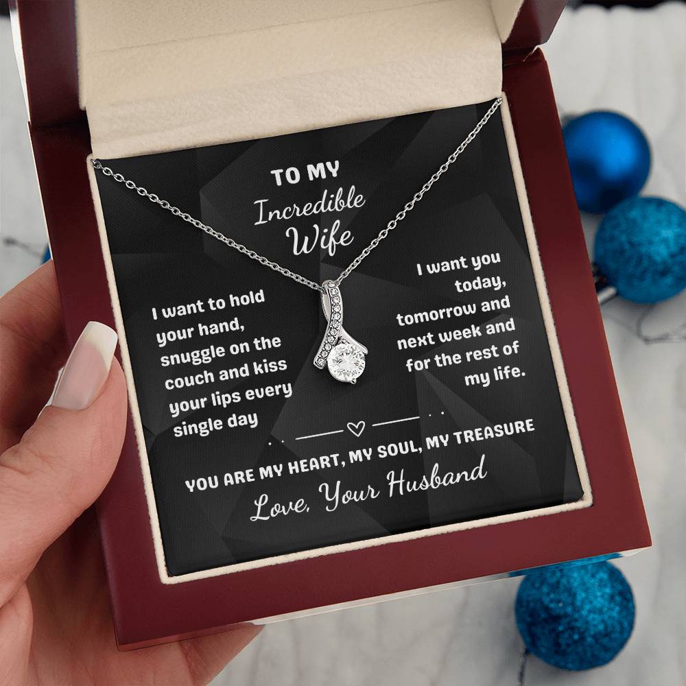 To My Incredible Wife - Alluring Beauty Necklace with Heartfelt Message Card