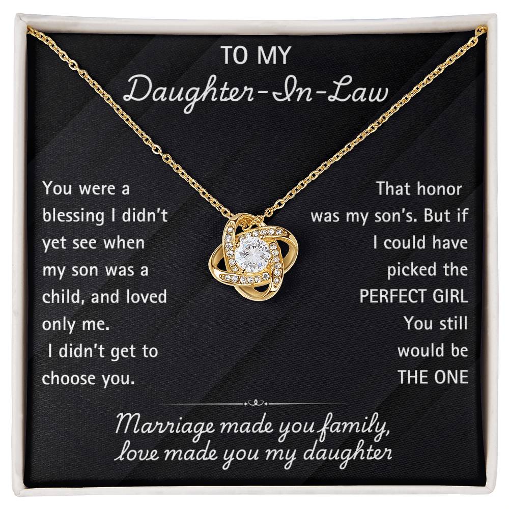 Elegant Daughter-in-Law Necklace with Heartfelt Message – Perfect Jewelry gift .  Marriage made you family, Love made you my daughter.