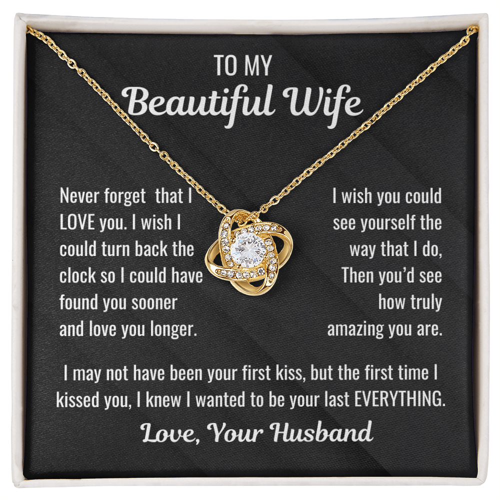 Elegant Love Knot Pendant with Touching Message Card from Husband-for your beautiful wife