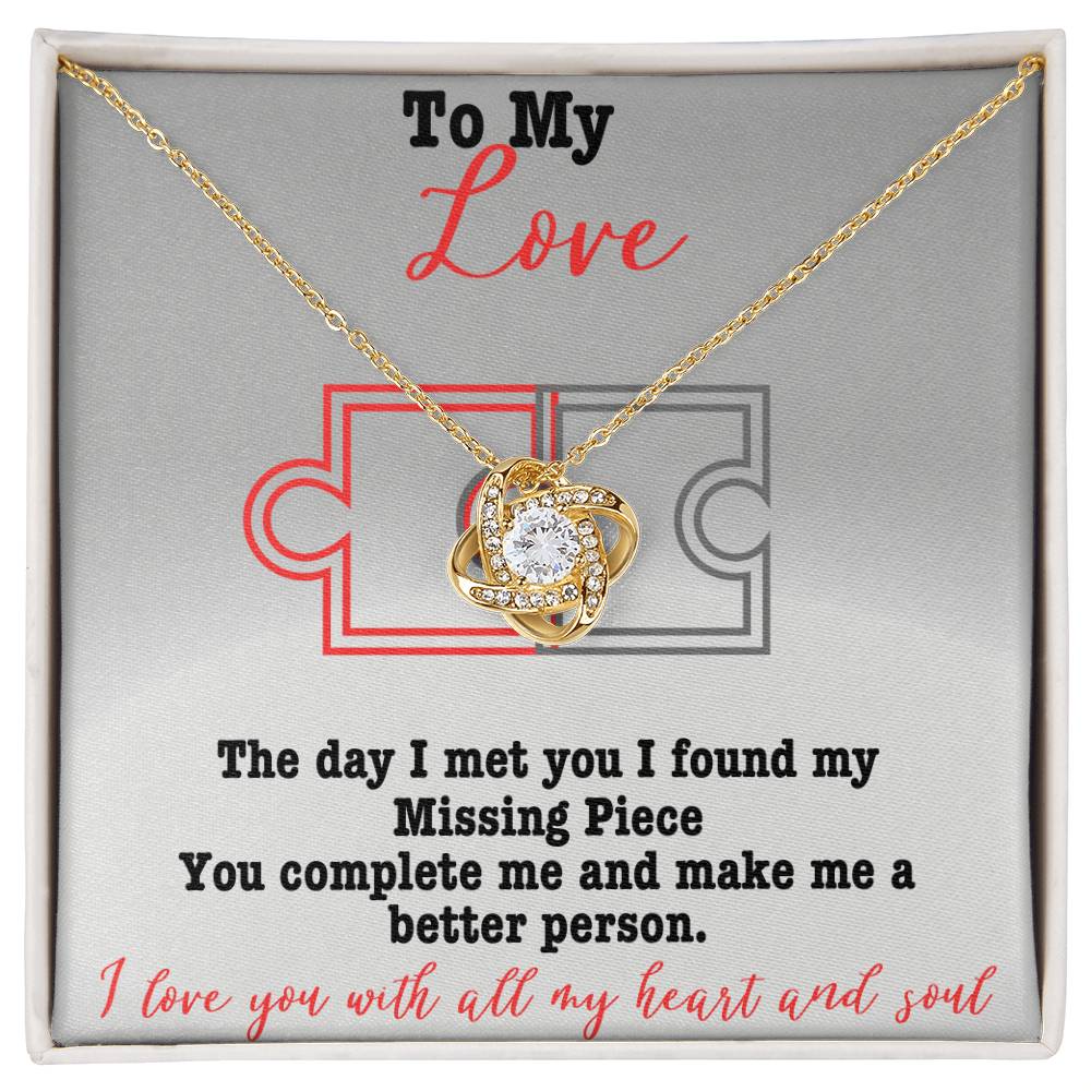 Love Knot Necklace for the woman who filled the space in your heart-your missing piece