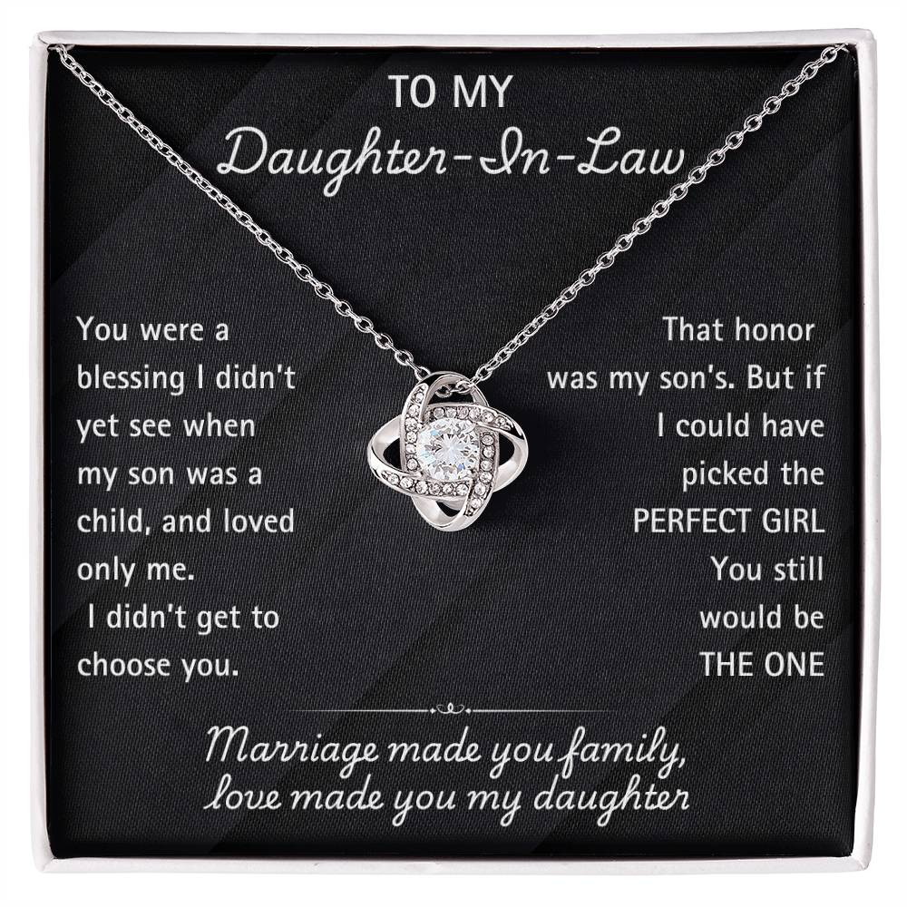 Elegant Daughter-in-Law Necklace with Heartfelt Message – Perfect Jewelry gift .  Marriage made you family, Love made you my daughter.