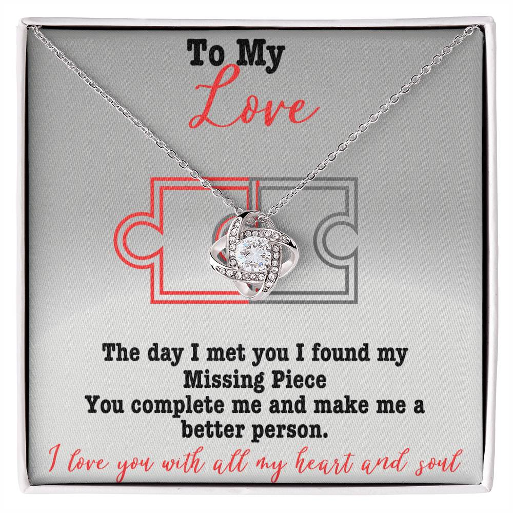 Love Knot Necklace for the woman who filled the space in your heart-your missing piece