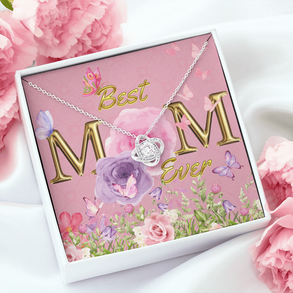 BEST MOM EVER!  Beautiful Love Knot Necklace for Mom to wear every day as a reminder of how wonderful she is