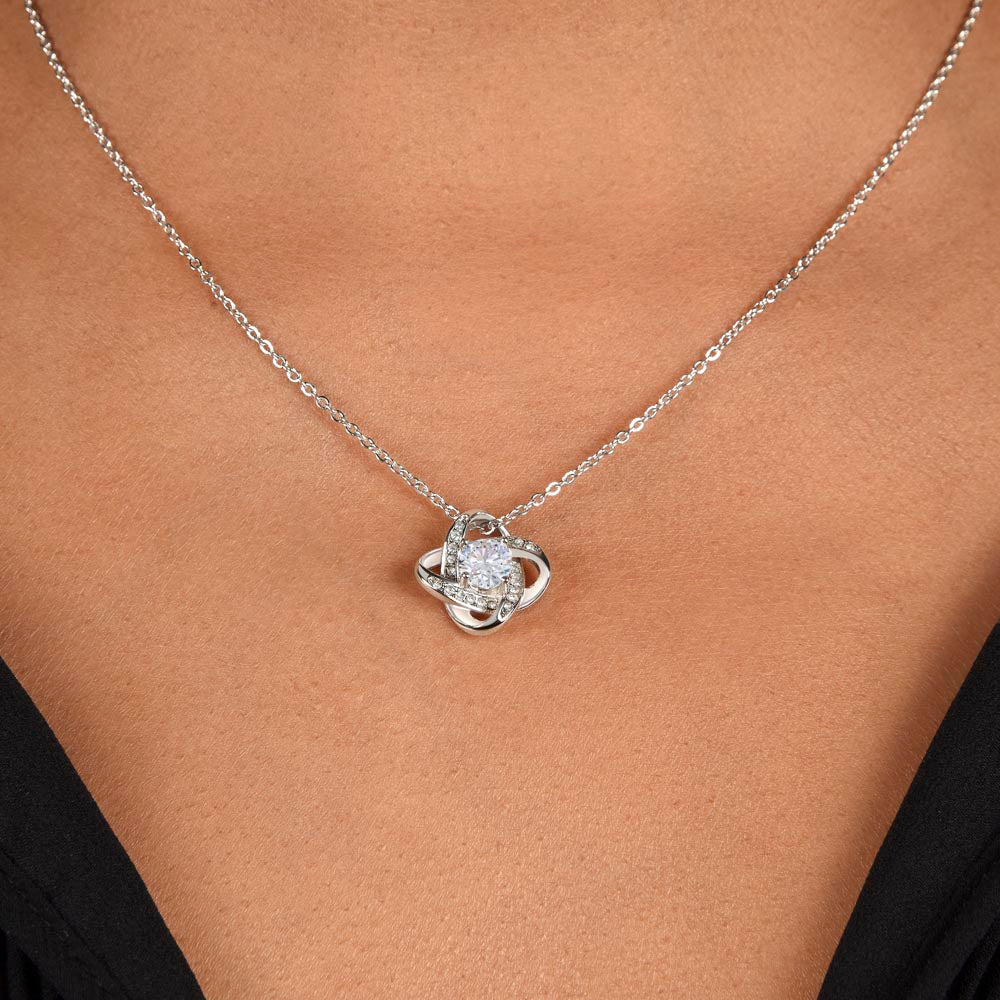 Love Knot Necklace for Wife – “You Are My Penguin” Romantic Jewelry Gift from Husband – Available in Yellow or White Gold finish – Upgraded mahogany box available