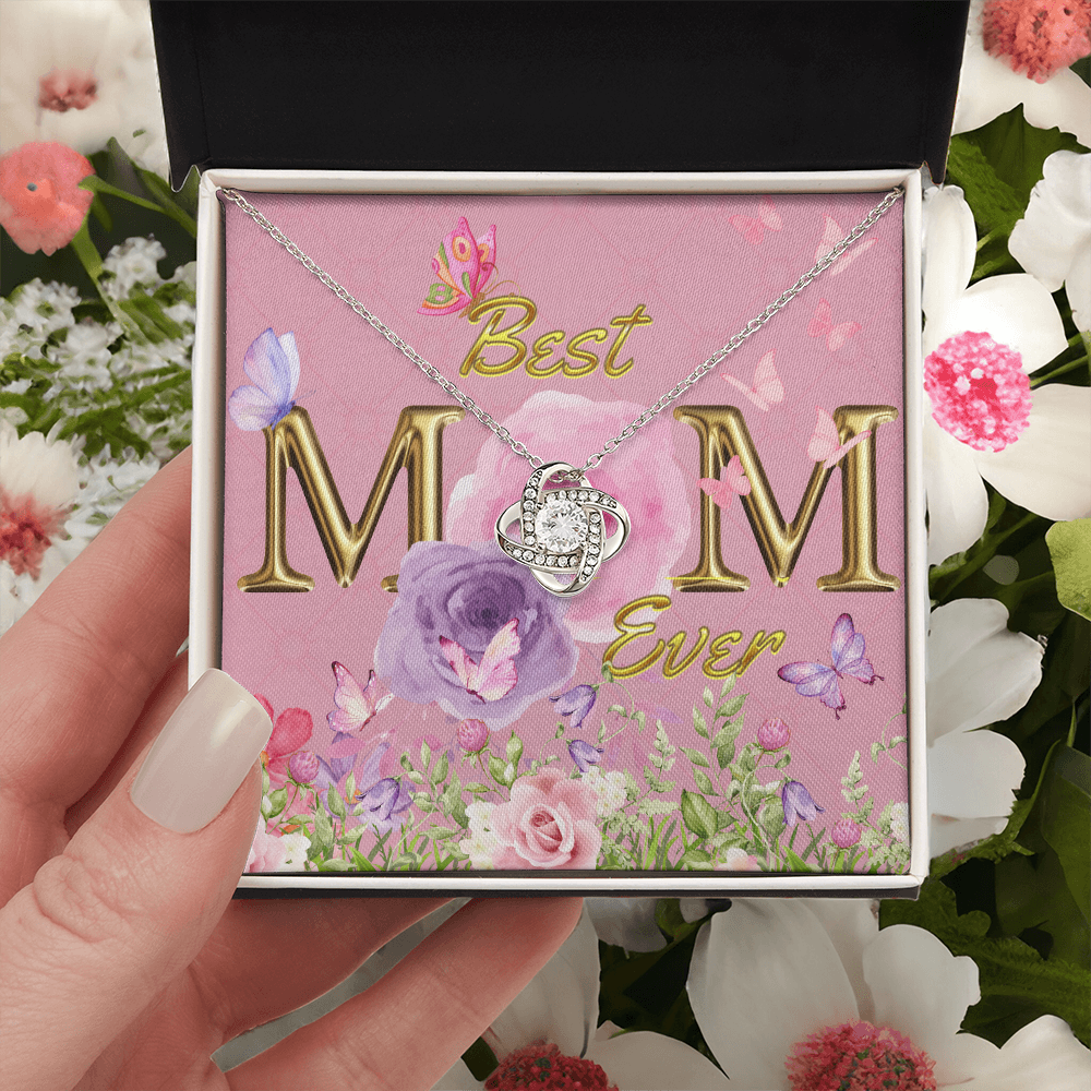 BEST MOM EVER!  Beautiful Love Knot Necklace for Mom to wear every day as a reminder of how wonderful she is