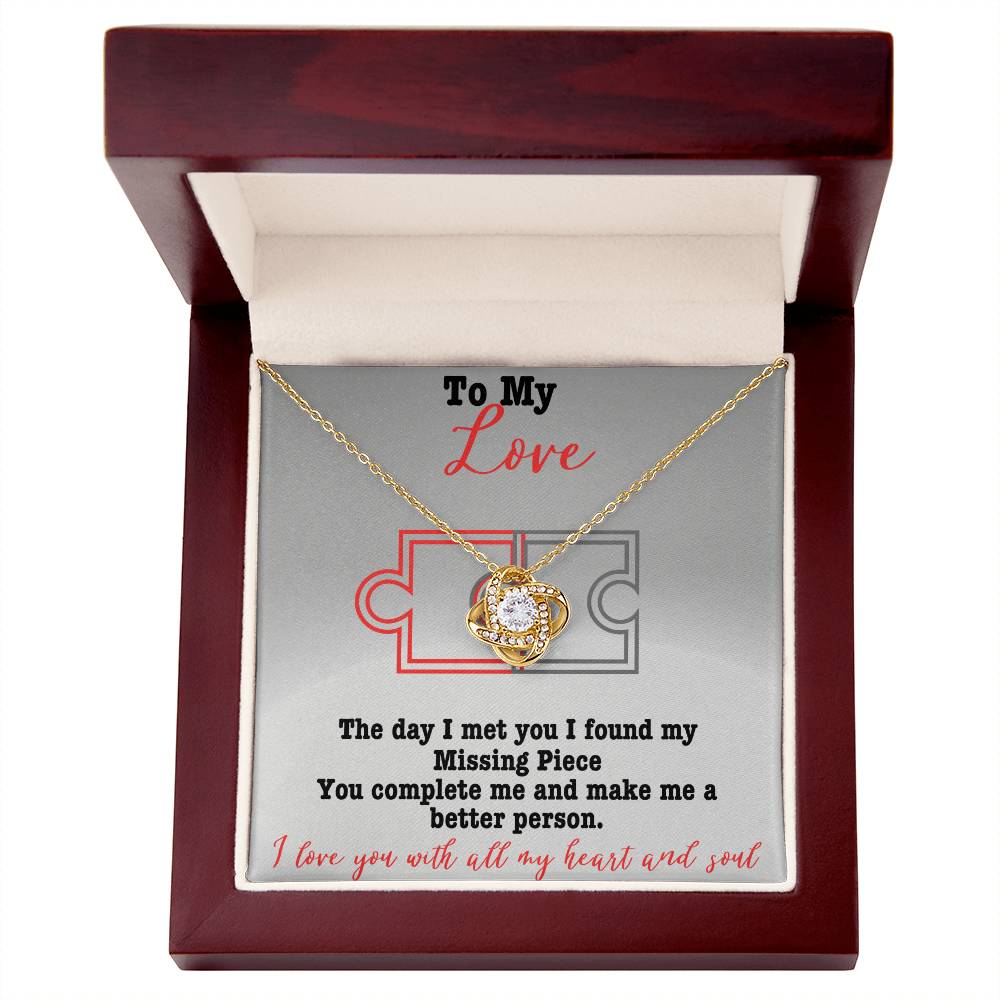 Love Knot Necklace for the woman who filled the space in your heart-your missing piece