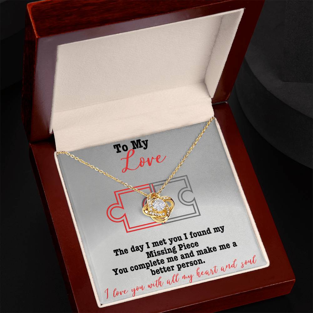 Love Knot Necklace for the woman who filled the space in your heart-your missing piece