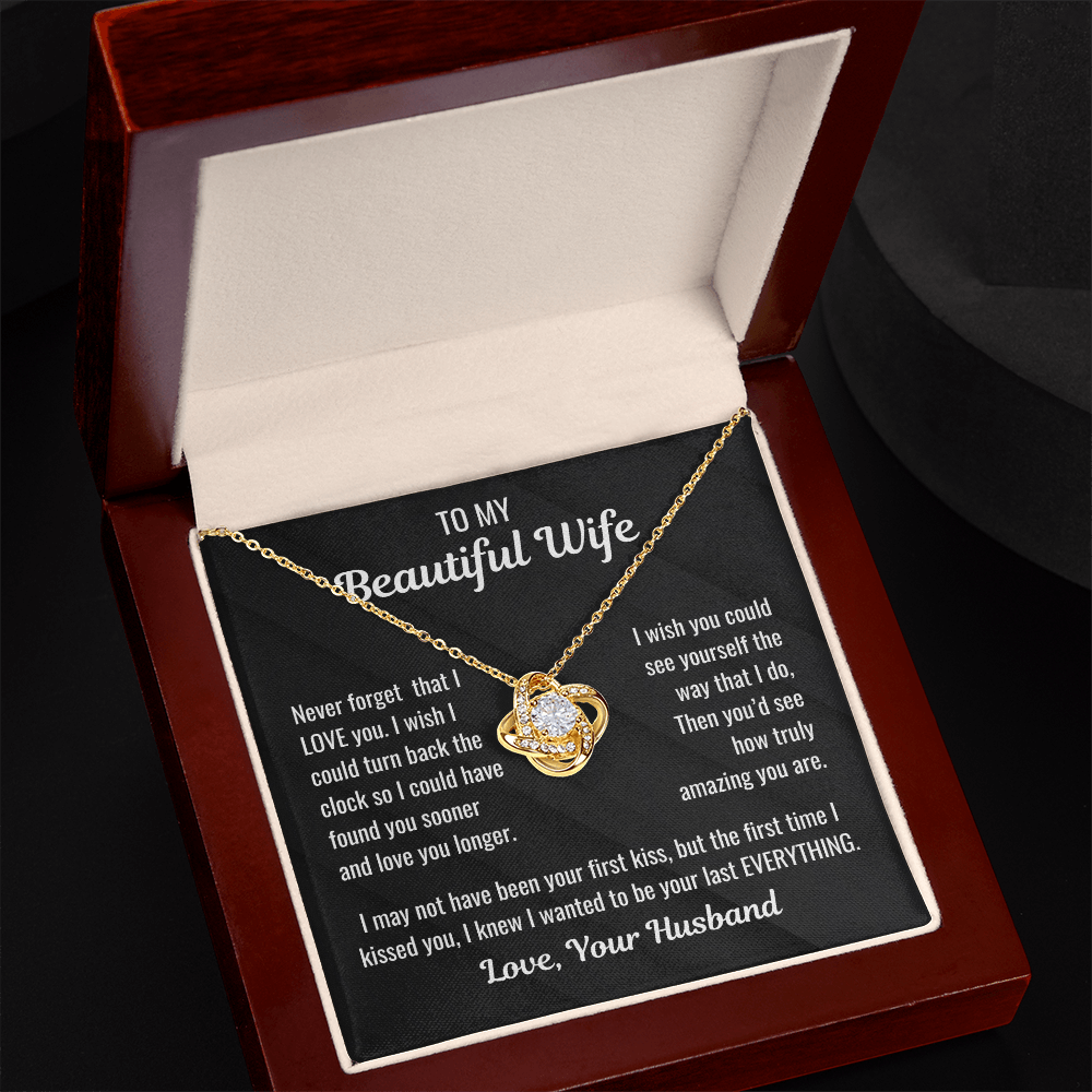Elegant Love Knot Pendant with Touching Message Card from Husband-for your beautiful wife