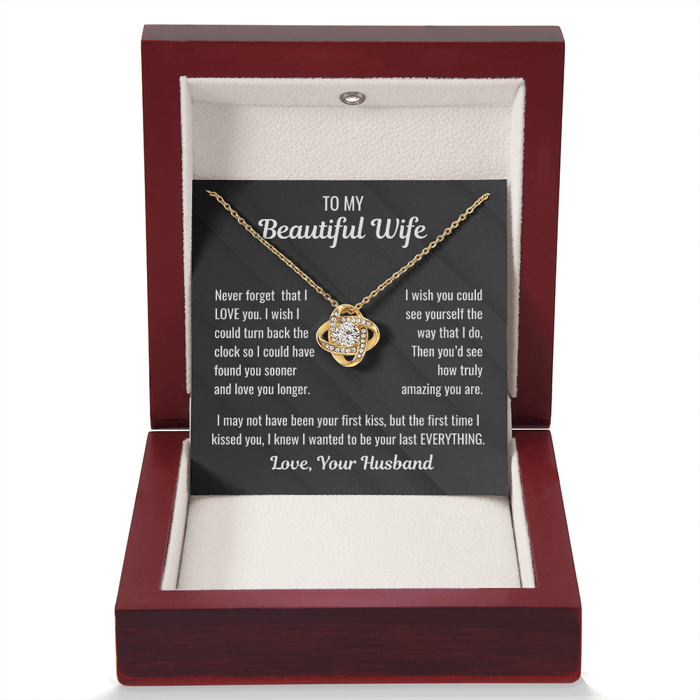 Elegant Love Knot Pendant with Touching Message Card from Husband-for your beautiful wife