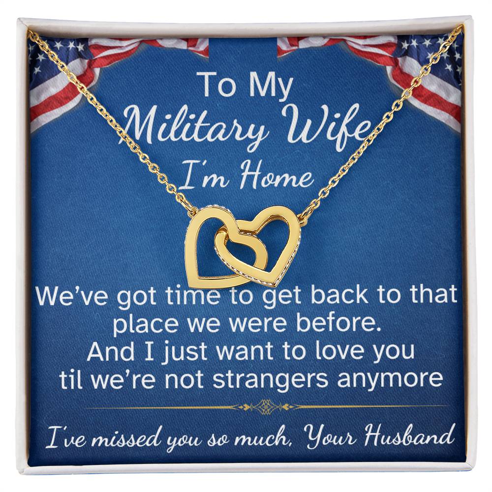 To My Military Wife Interlocking Hearts Necklace